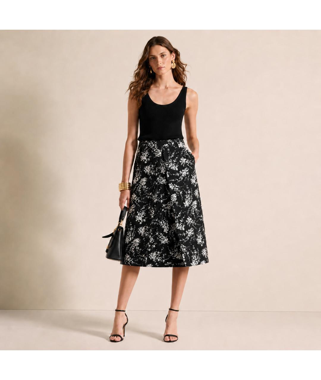 MICHAEL KORS Черная хлопковая юбка миди, фото 6