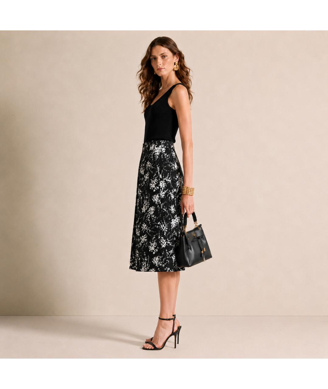MICHAEL KORS Черная хлопковая юбка миди, фото 8