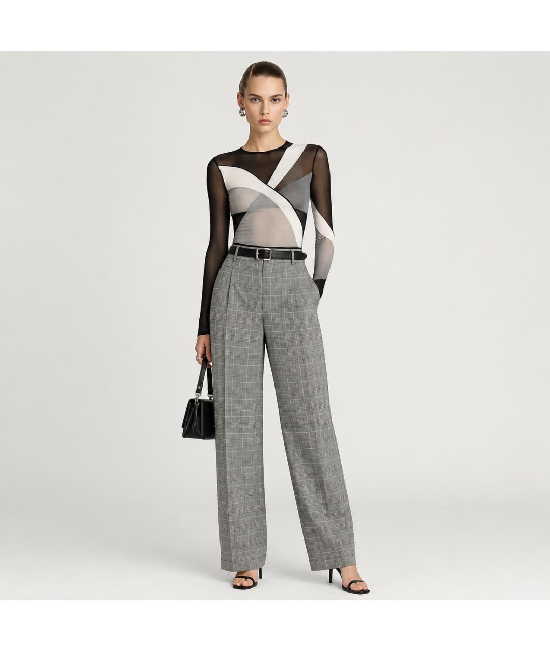 MICHAEL KORS Серые шерстяные прямые брюки, фото 6