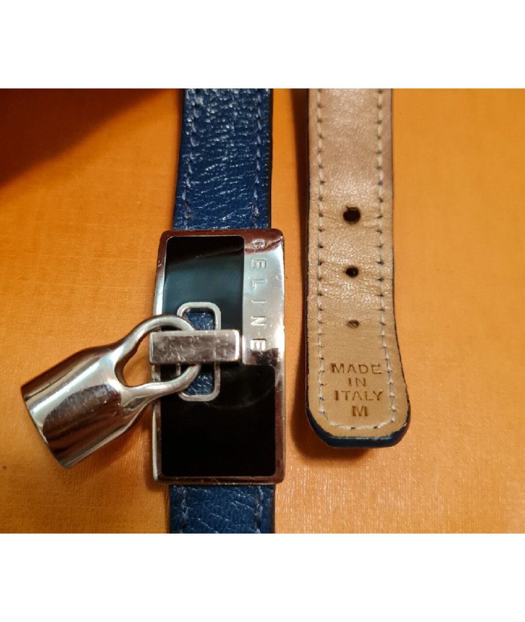 CELINE PRE-OWNED Темно-синий кожаный браслет, фото 3