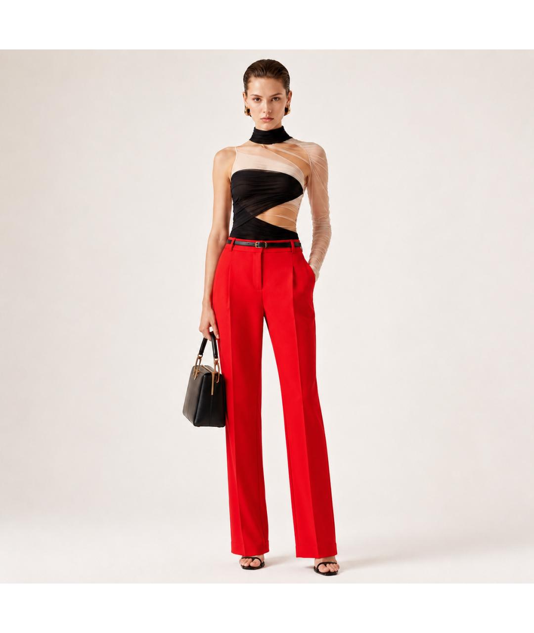 MICHAEL KORS Красные шерстяные прямые брюки, фото 6