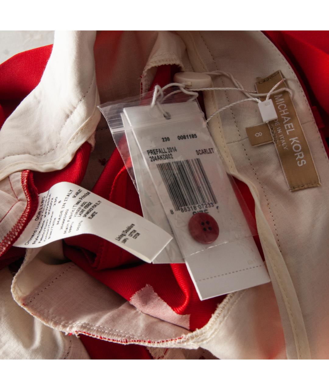 MICHAEL KORS Красные шерстяные прямые брюки, фото 5