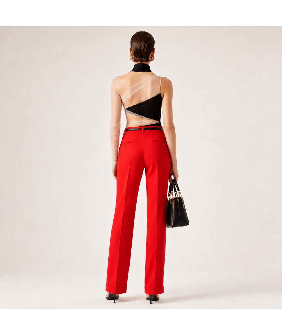 MICHAEL KORS Красные шерстяные прямые брюки, фото 7