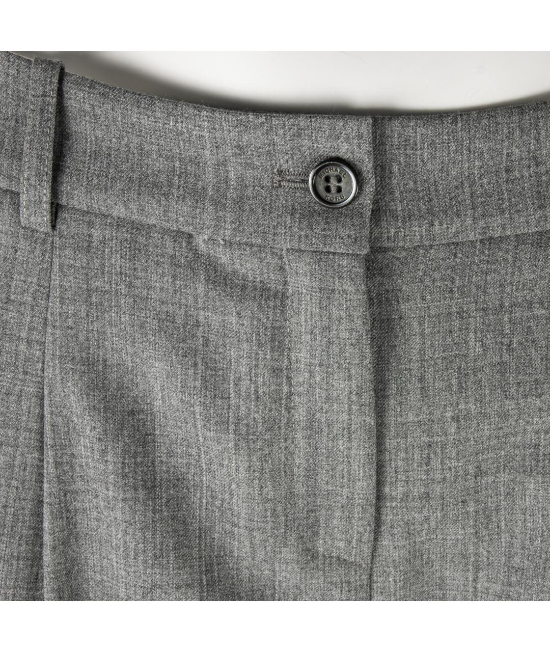 MICHAEL KORS Серые шерстяные прямые брюки, фото 2