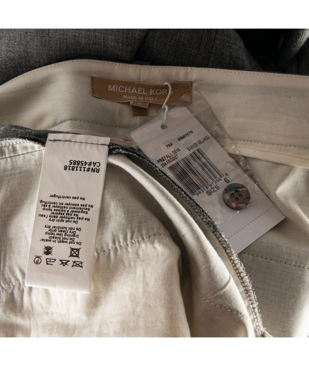 MICHAEL KORS Серые шерстяные прямые брюки, фото 5