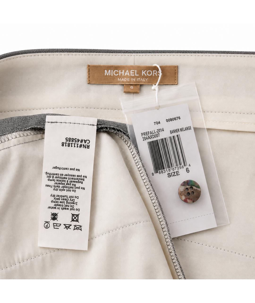 MICHAEL KORS Серые шерстяные прямые брюки, фото 4