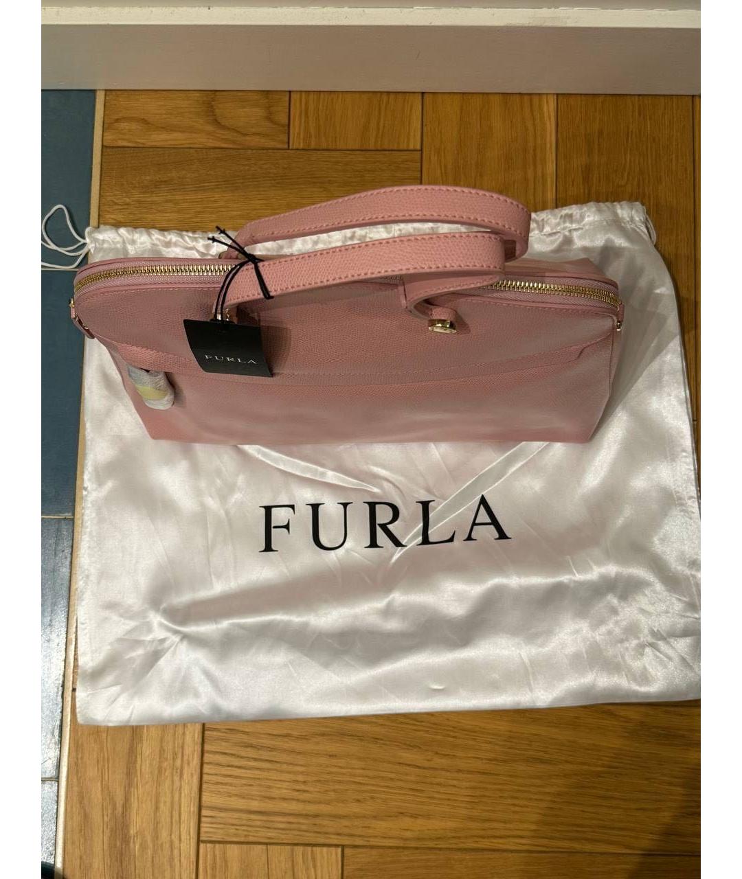 FURLA Розовая кожаная сумка с короткими ручками, фото 4