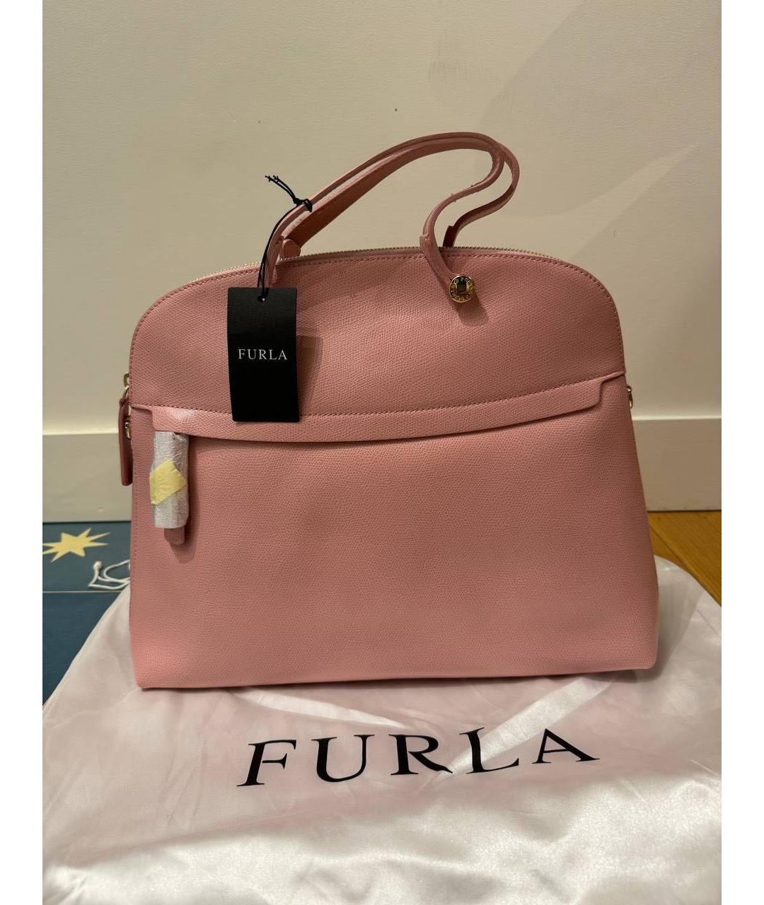 FURLA Розовая кожаная сумка с короткими ручками, фото 5