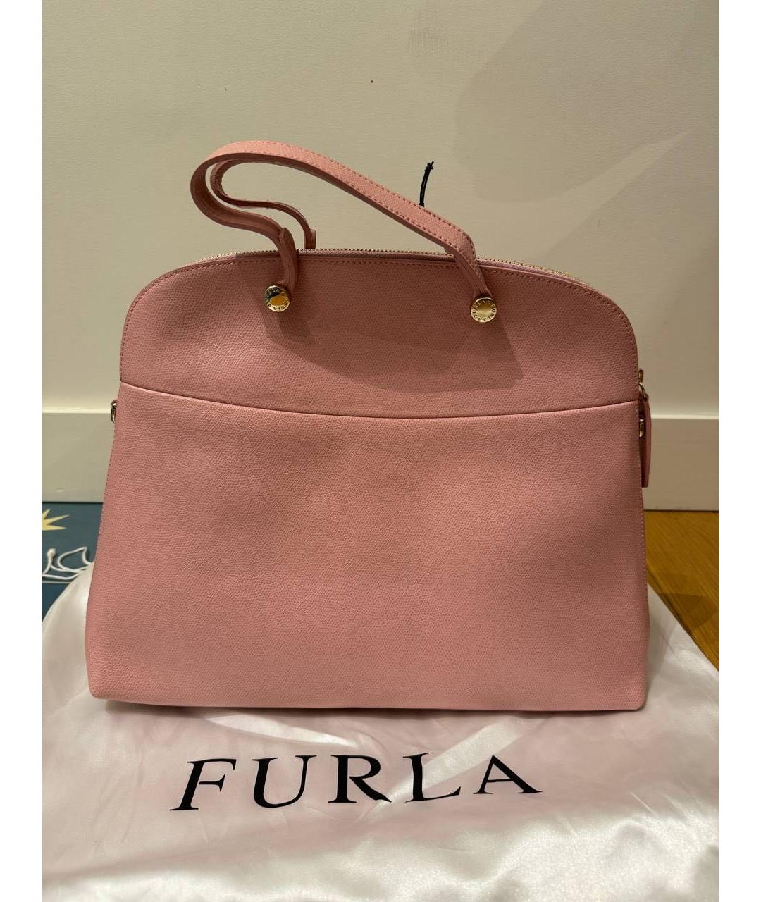 FURLA Розовая кожаная сумка с короткими ручками, фото 3