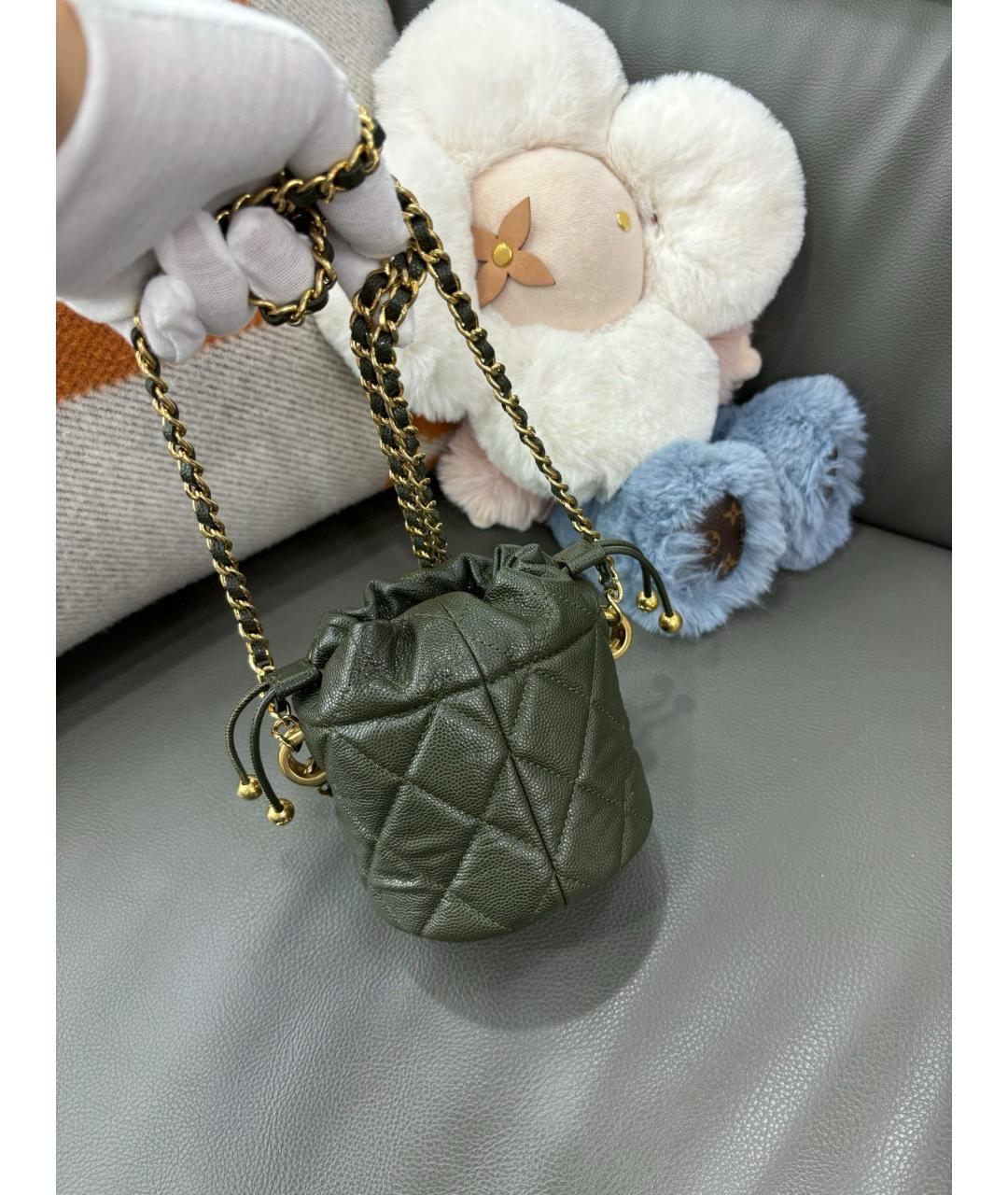 CHANEL Зеленая кожаная сумка через плечо, фото 4