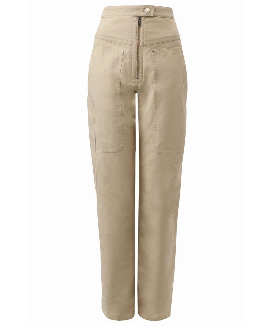 ISABEL MARANT ETOILE Бежевые хлопковые прямые брюки, фото 1