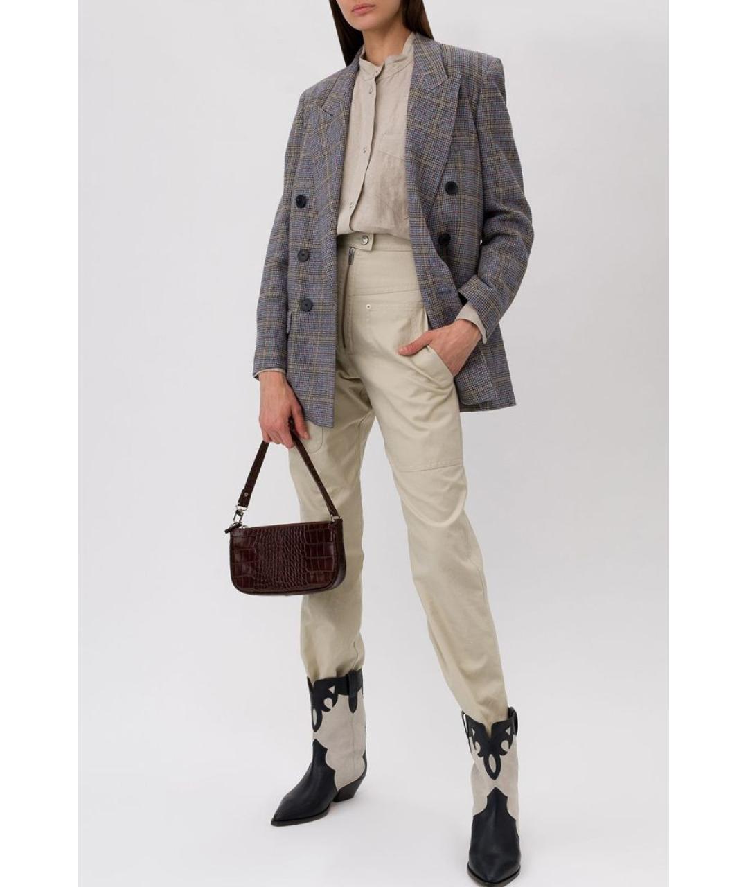 ISABEL MARANT ETOILE Бежевые хлопковые прямые брюки, фото 2