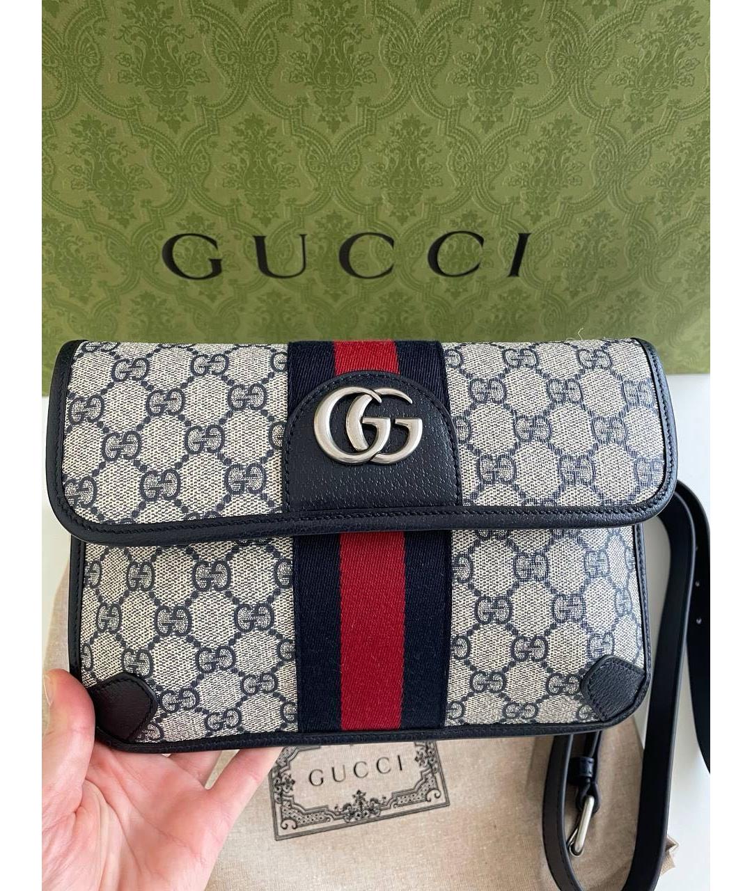 GUCCI Темно-синяя поясная сумка, фото 9