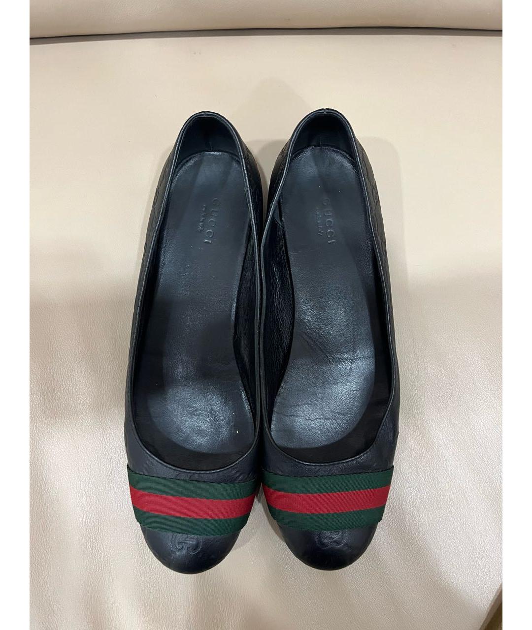 GUCCI Черные кожаные балетки, фото 2