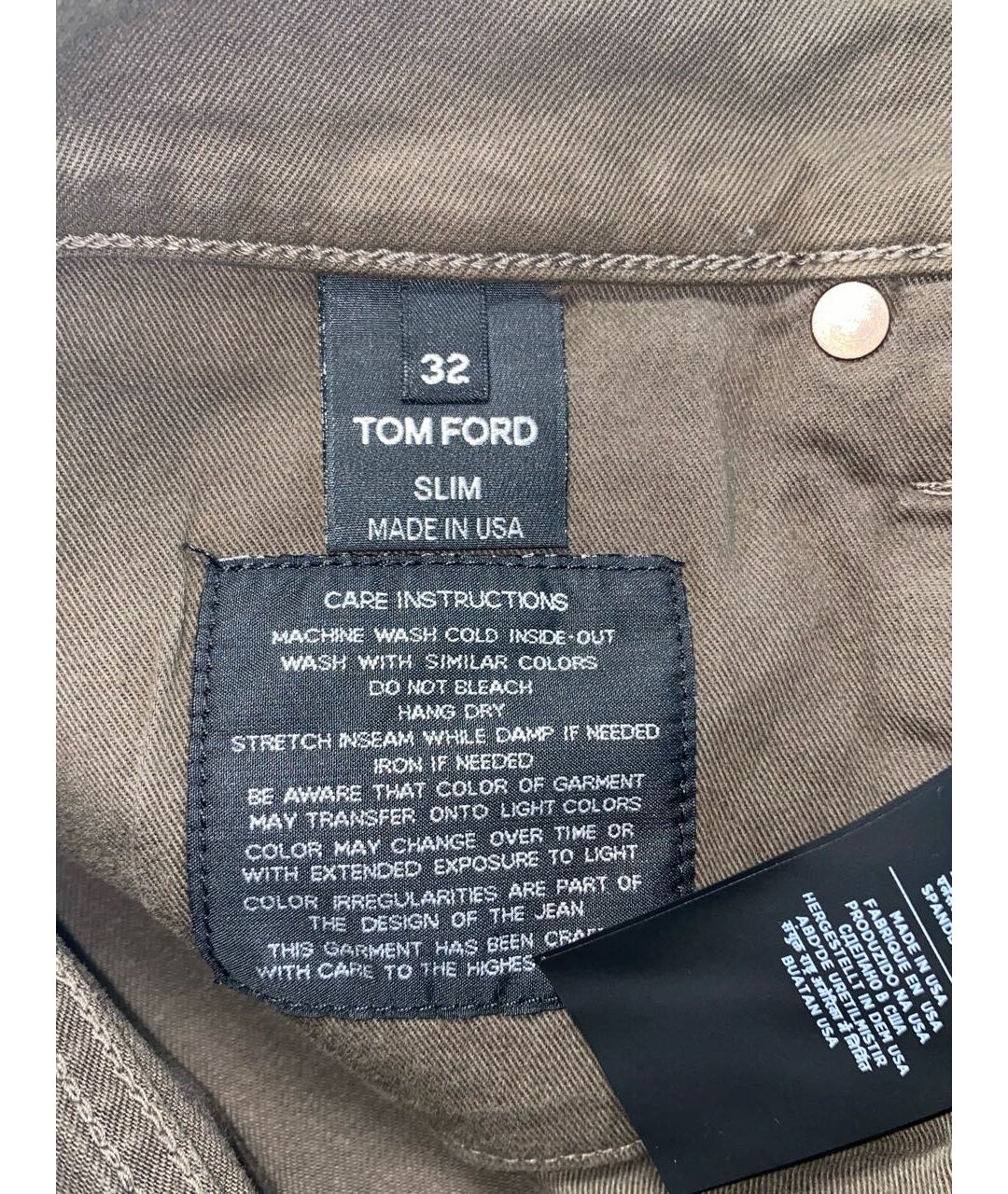 TOM FORD Коричневые хлопко-эластановые джинсы скинни, фото 6