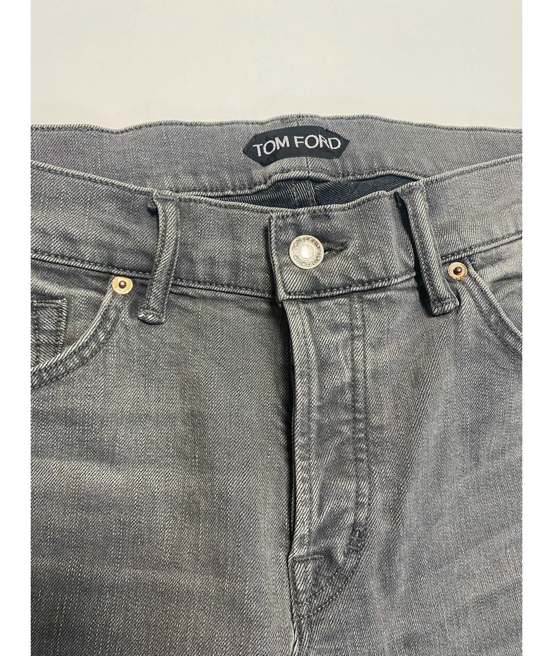 TOM FORD Серые хлопко-эластановые джинсы скинни, фото 3