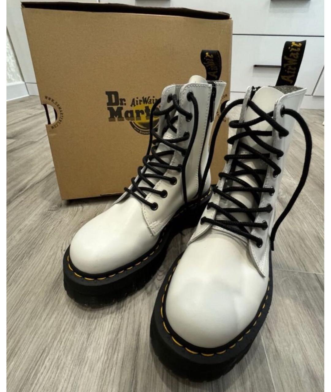 DR. MARTENS Белые кожаные ботинки, фото 2