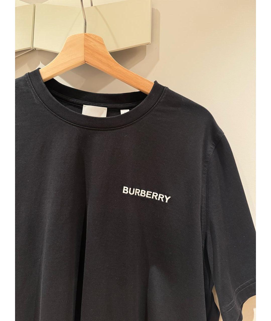 BURBERRY Черная хлопковая футболка, фото 2