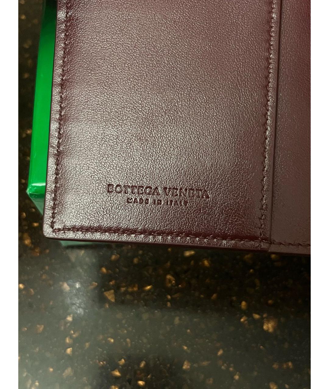 BOTTEGA VENETA Бордовый кожаный кошелек, фото 5