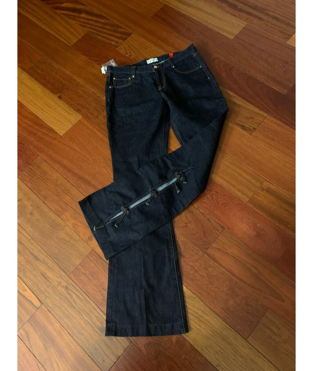 VALENTINO Темно-синие хлопковые джинсы клеш, фото 5