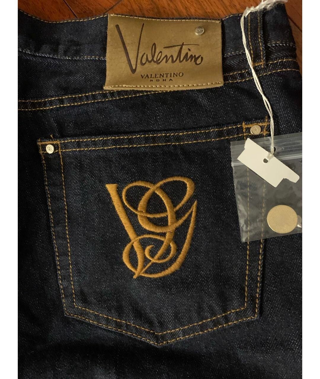 VALENTINO Темно-синие хлопковые джинсы клеш, фото 3