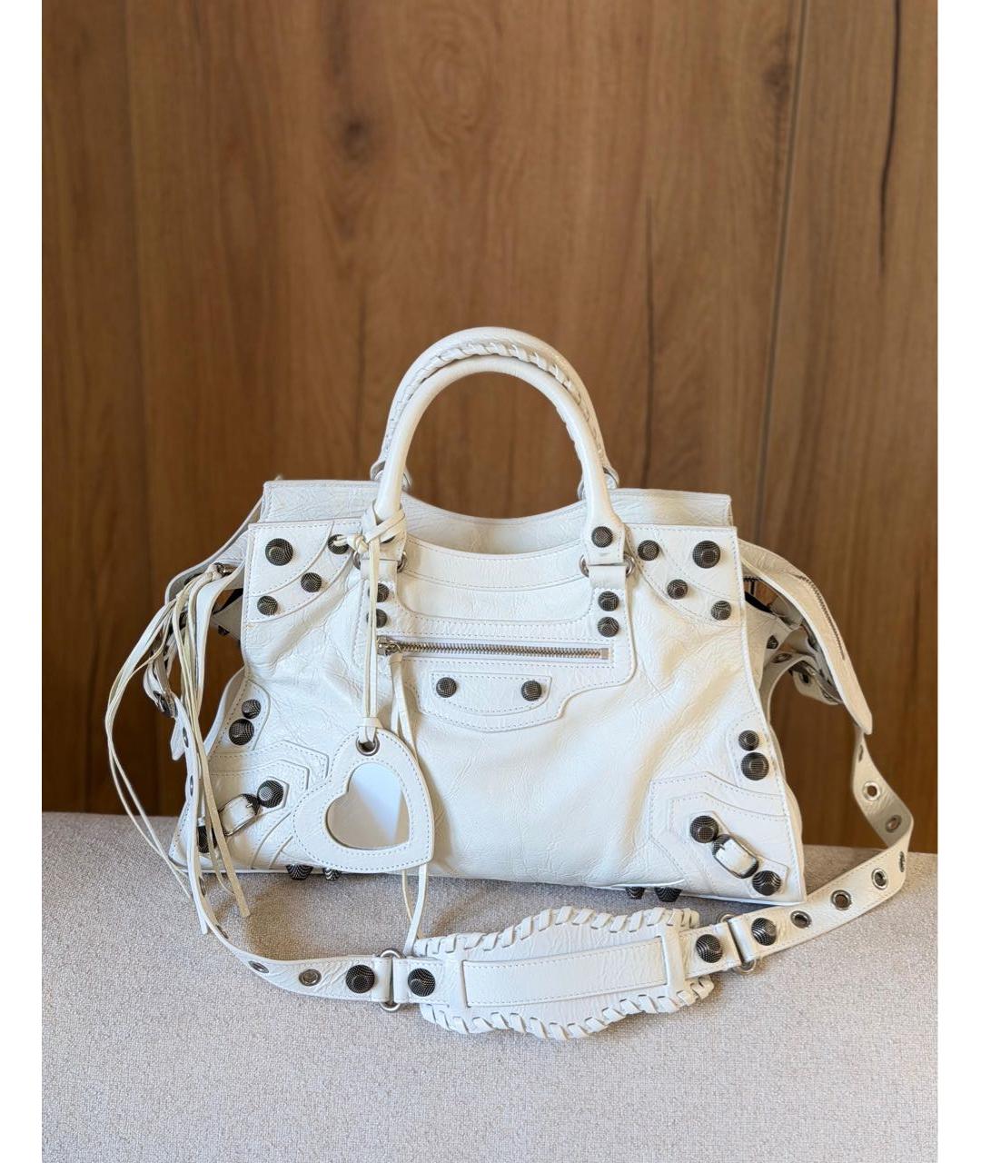 BALENCIAGA Белая кожаная сумка через плечо, фото 3
