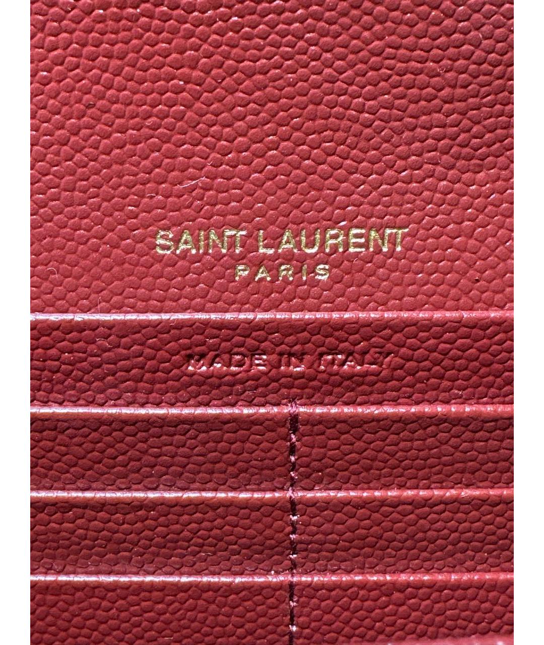 SAINT LAURENT Бордовый кожаный кошелек, фото 8