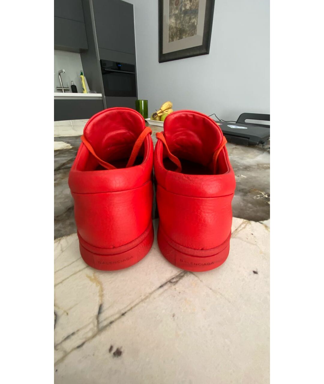 BALENCIAGA Красные кожаные низкие кроссовки / кеды, фото 3