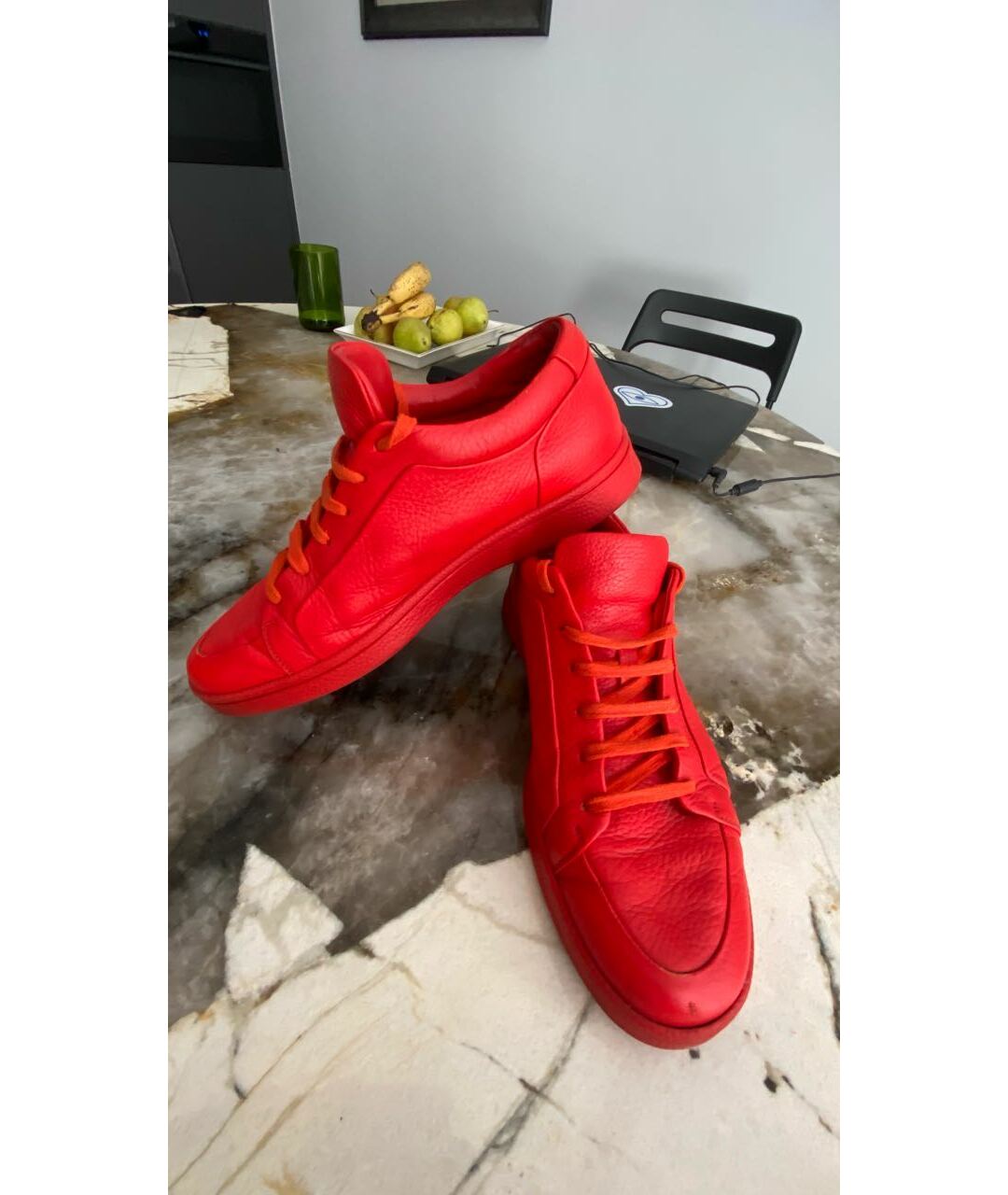 BALENCIAGA Красные кожаные низкие кроссовки / кеды, фото 6