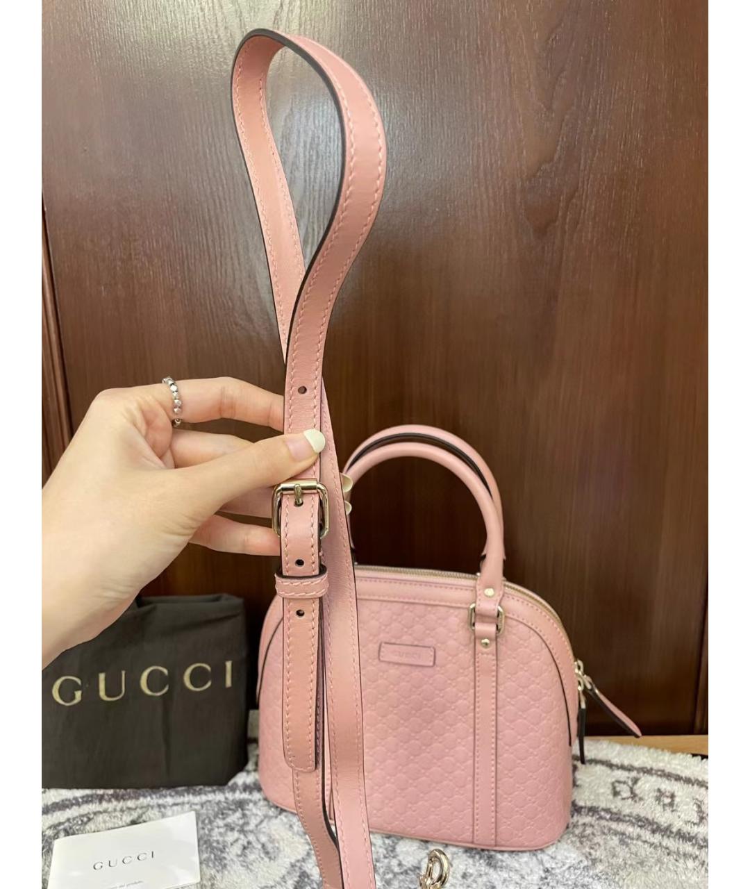 GUCCI Розовая кожаная сумка с короткими ручками, фото 5