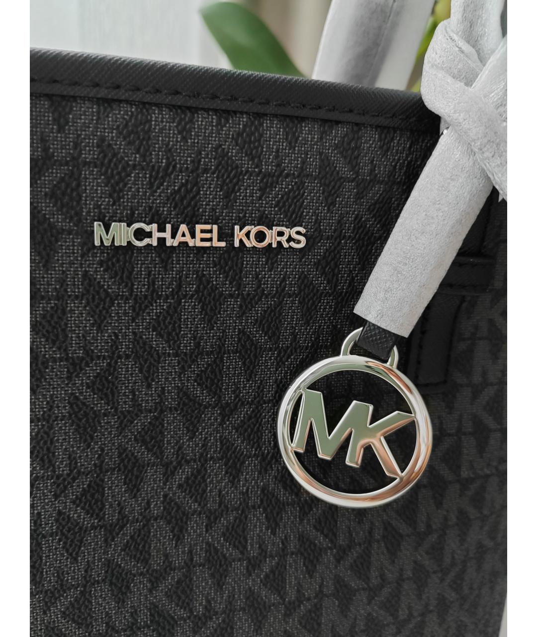 MICHAEL KORS Черная сумка тоут из искусственной кожи, фото 6