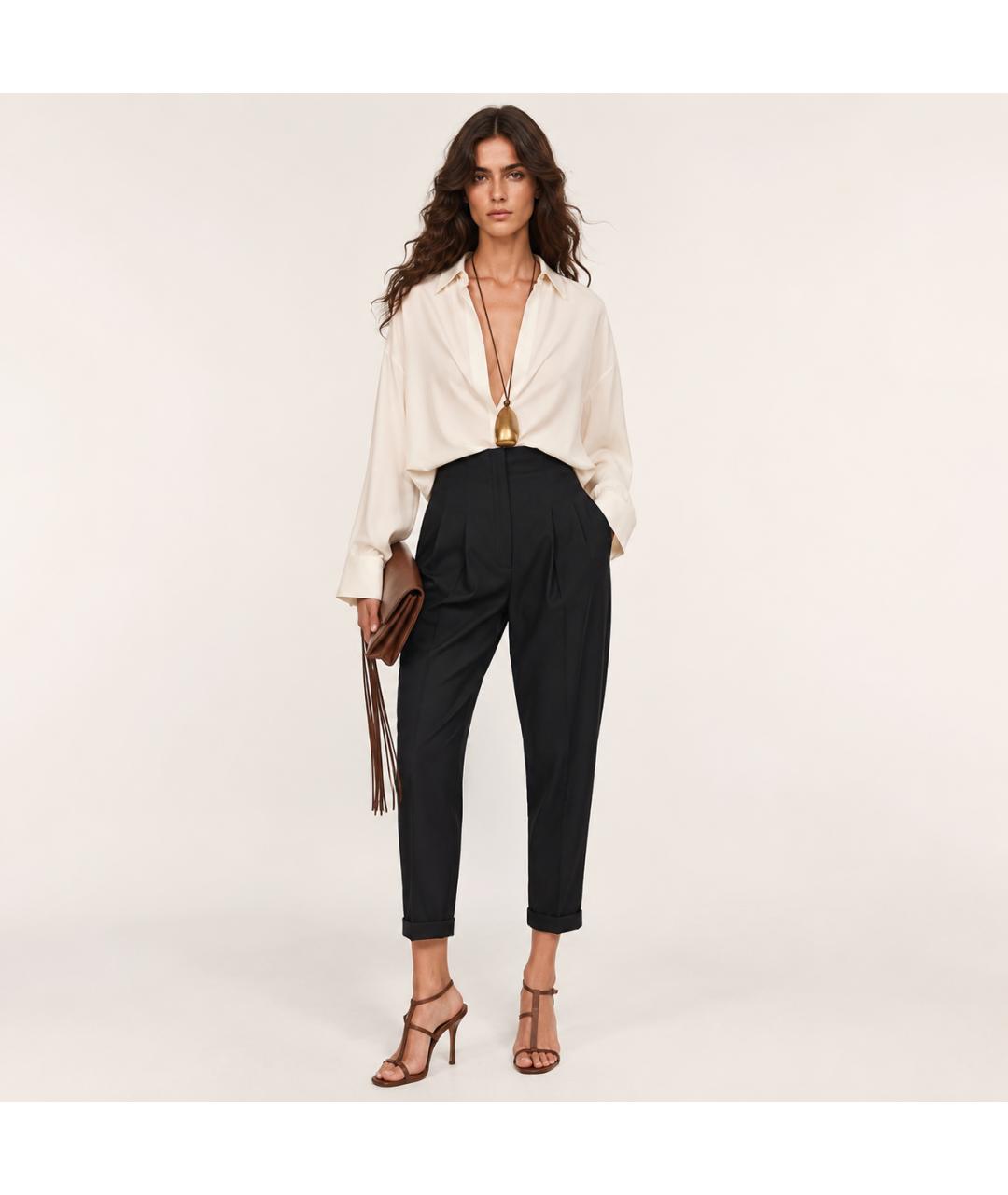 MICHAEL KORS Черные шерстяные прямые брюки, фото 5