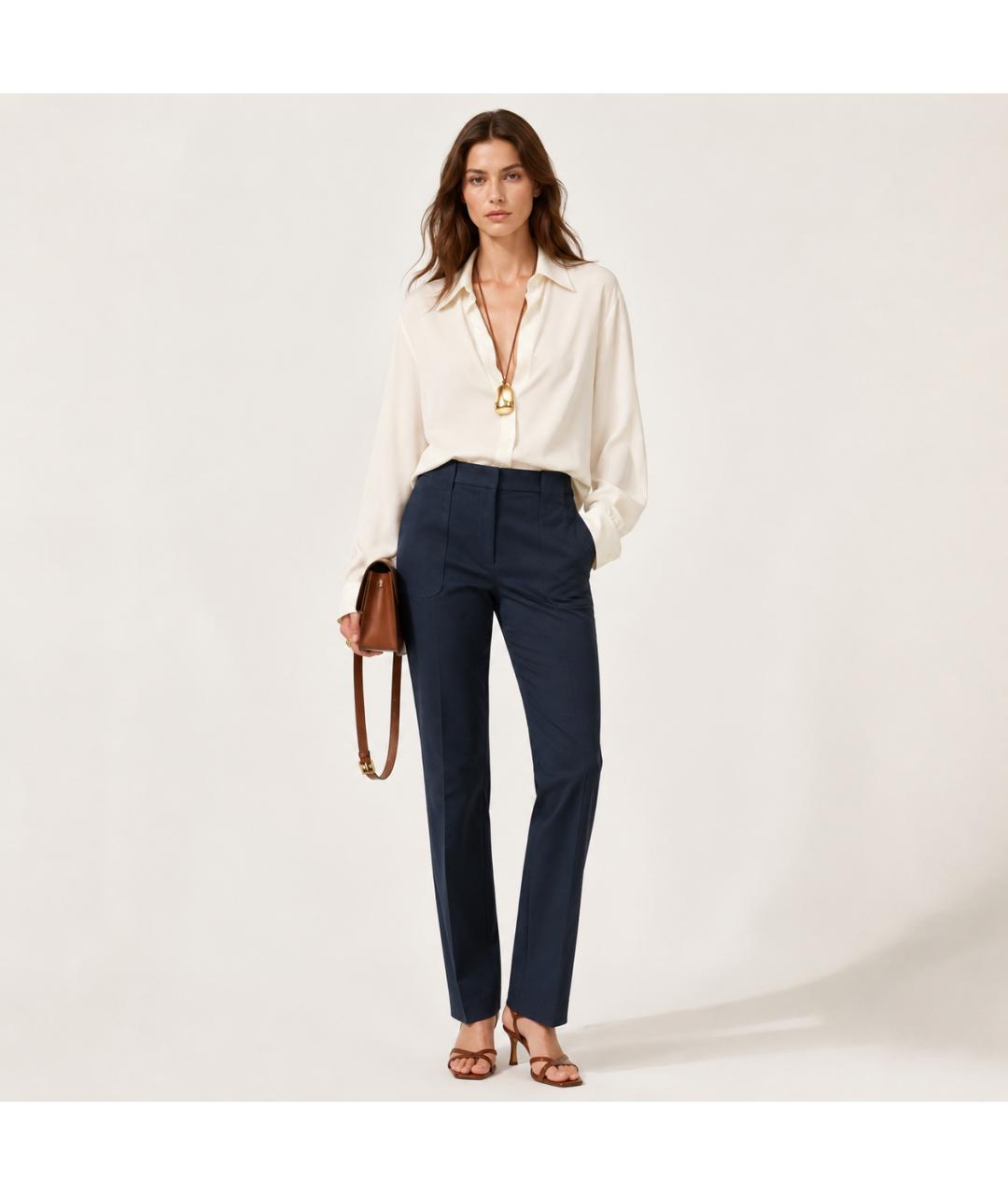 MICHAEL KORS Темно-синие хлопковые брюки узкие, фото 6