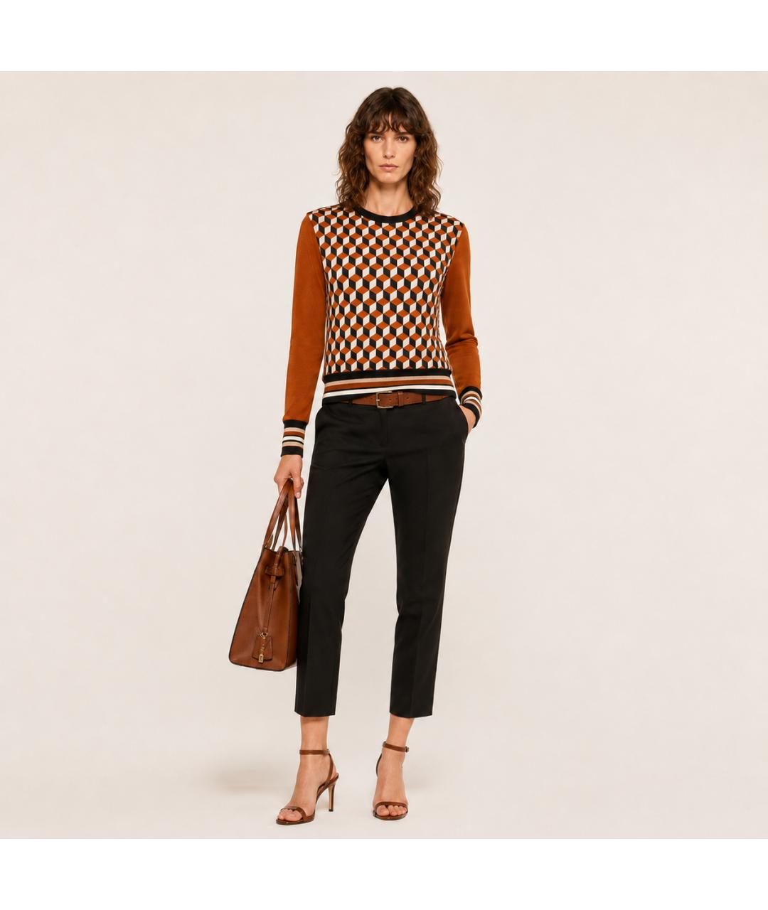 MICHAEL KORS Черные шерстяные прямые брюки, фото 6