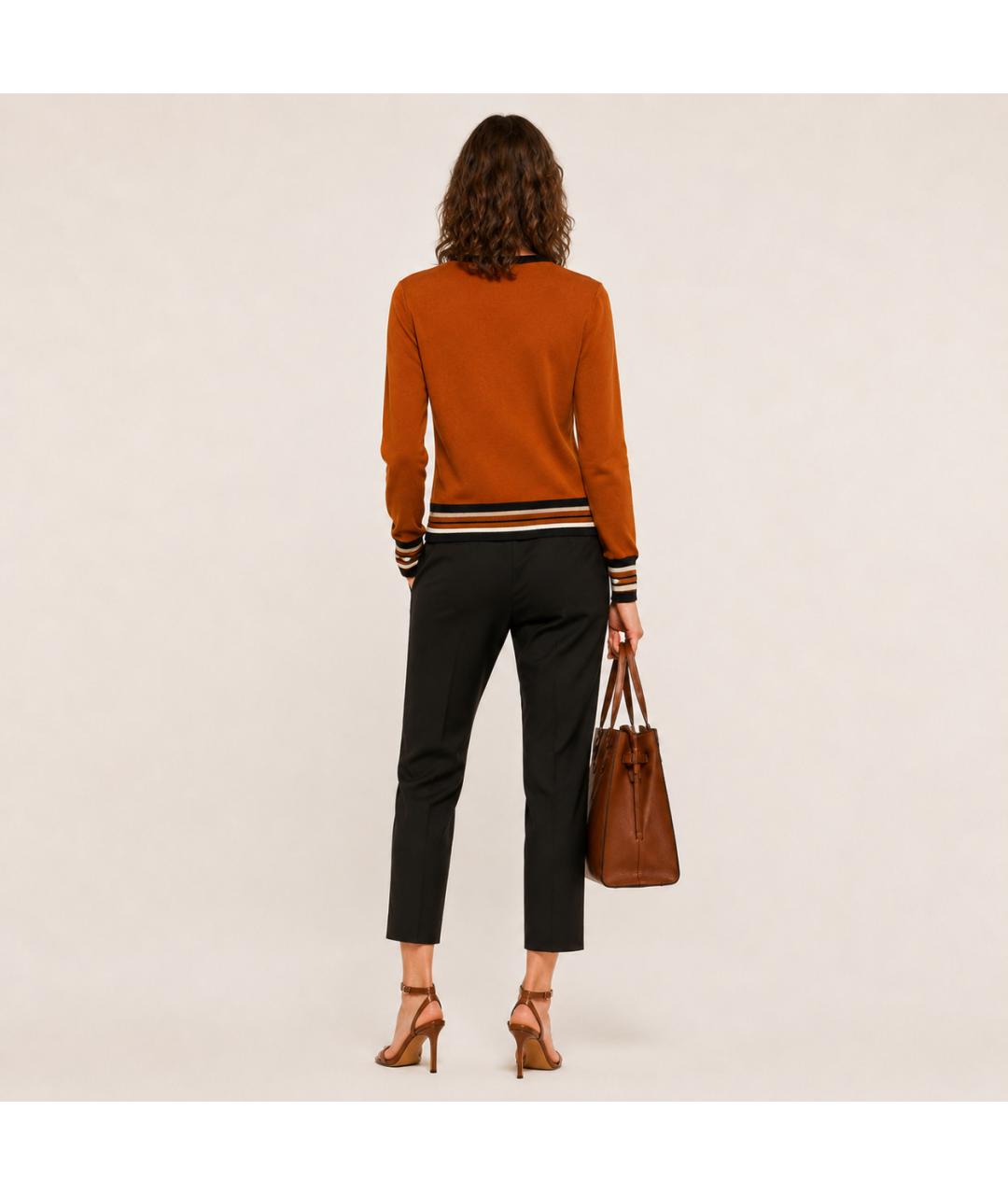 MICHAEL KORS Черные шерстяные прямые брюки, фото 7