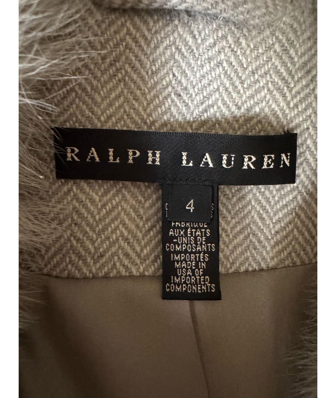 RALPH LAUREN Серое шерстяное пальто, фото 4