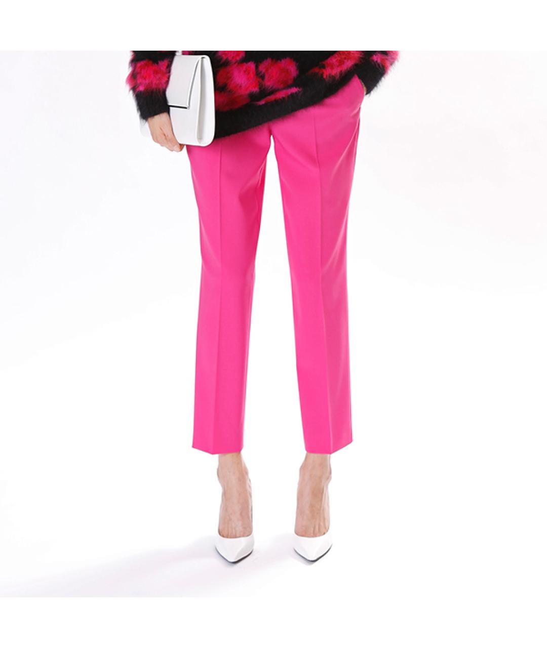 MICHAEL KORS Фуксия шерстяные прямые брюки, фото 6