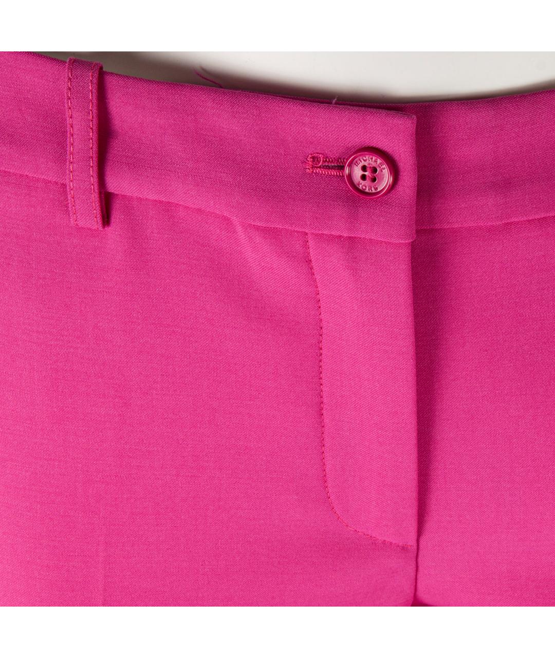 MICHAEL KORS Фуксия шерстяные прямые брюки, фото 2