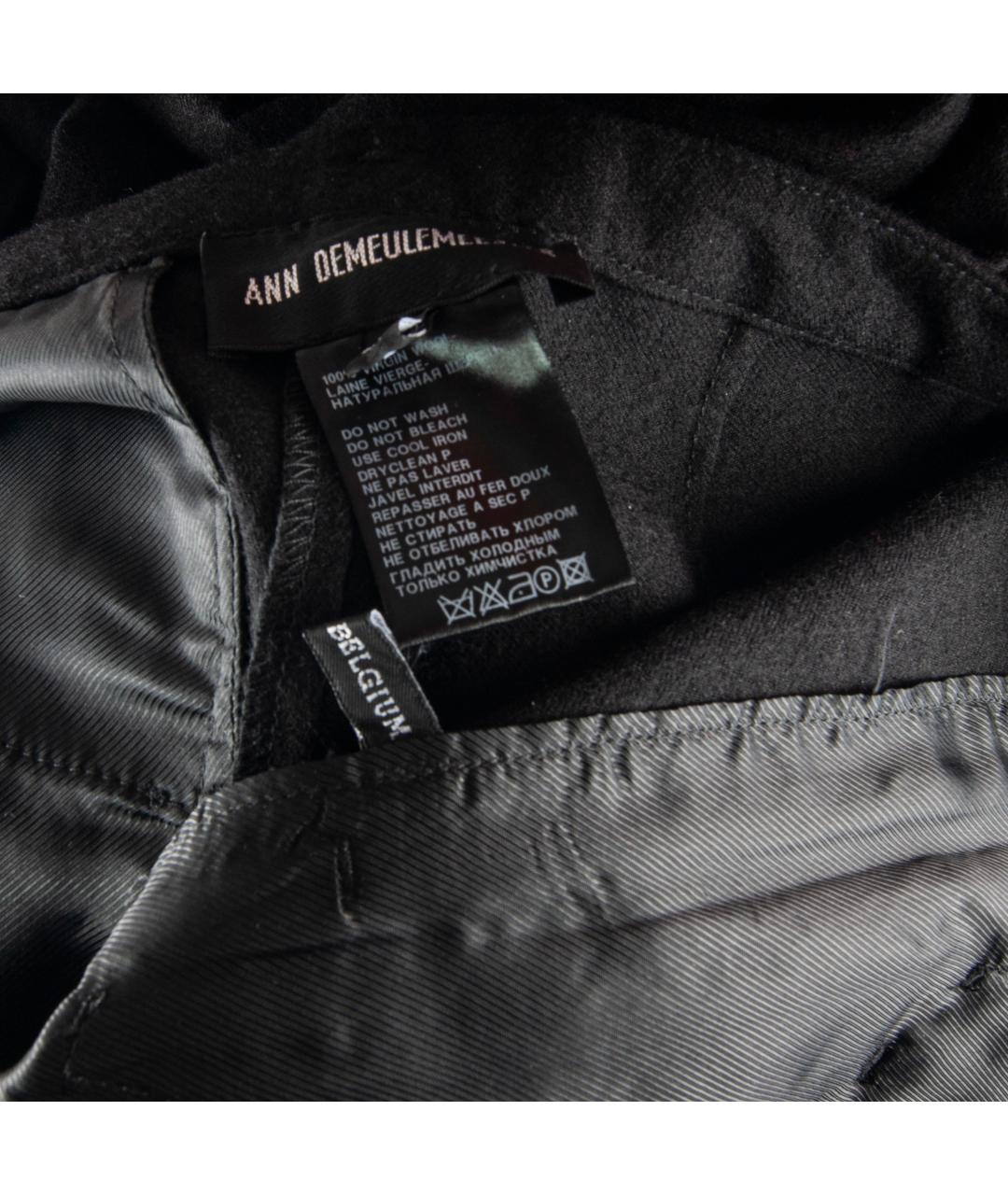 ANN DEMEULEMEESTER Черные шерстяные прямые брюки, фото 4