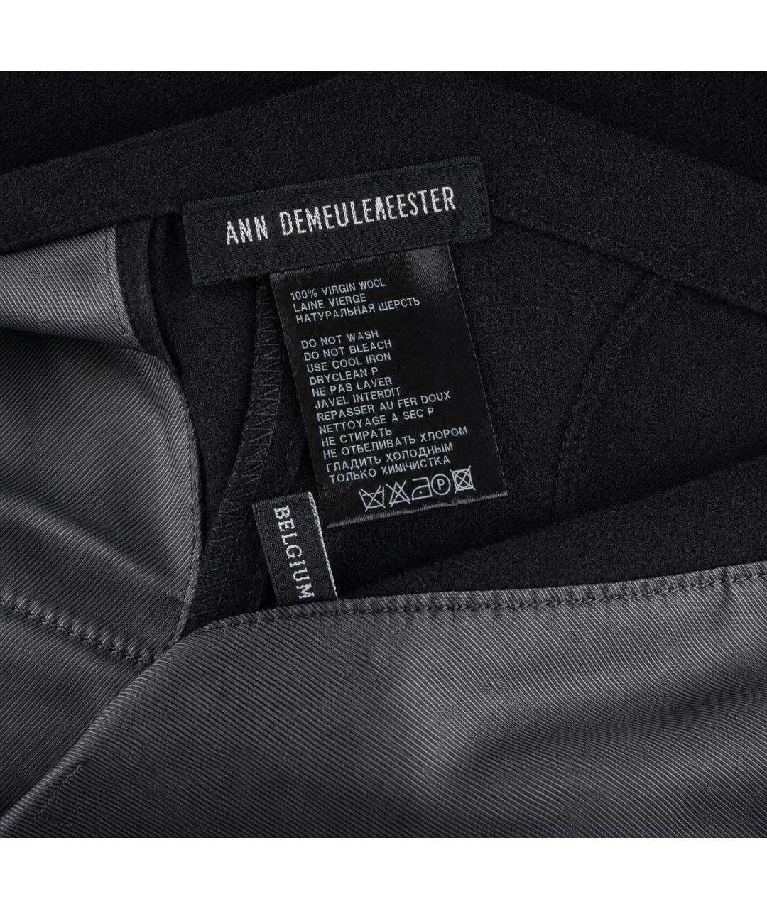 ANN DEMEULEMEESTER Черные шерстяные прямые брюки, фото 4