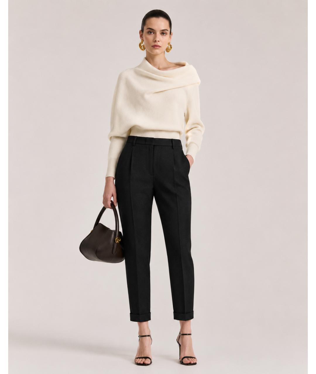 ANN DEMEULEMEESTER Черные шерстяные прямые брюки, фото 5