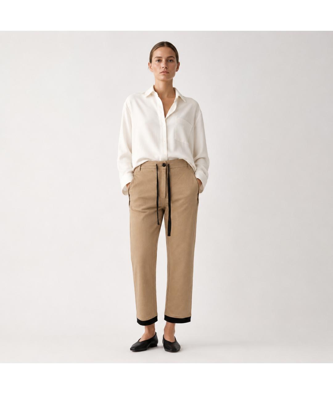 ANN DEMEULEMEESTER Бежевые прямые брюки, фото 6