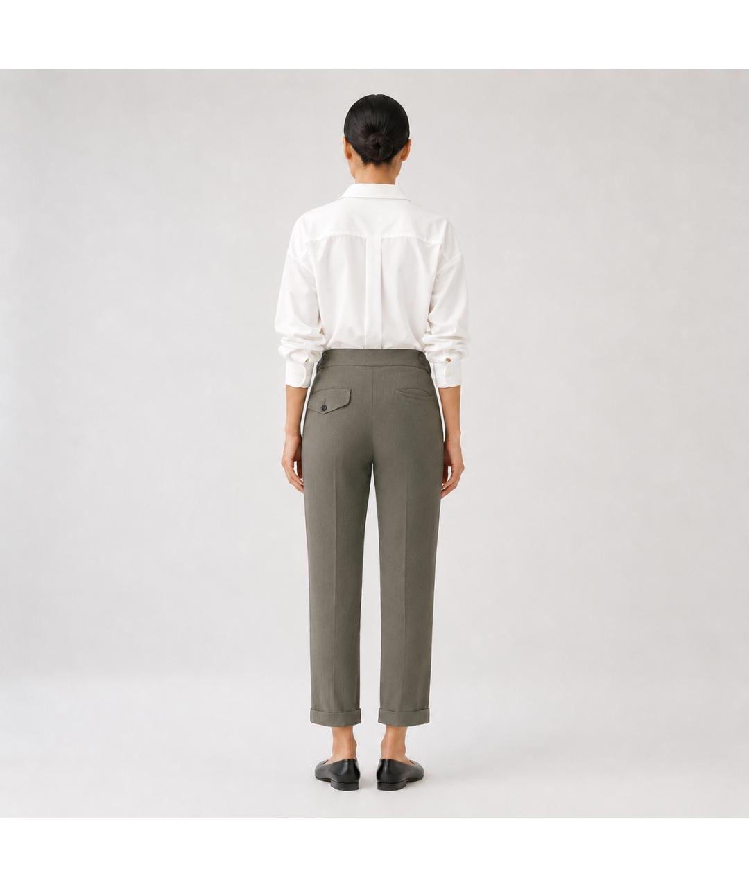 ANN DEMEULEMEESTER Серые шерстяные прямые брюки, фото 6