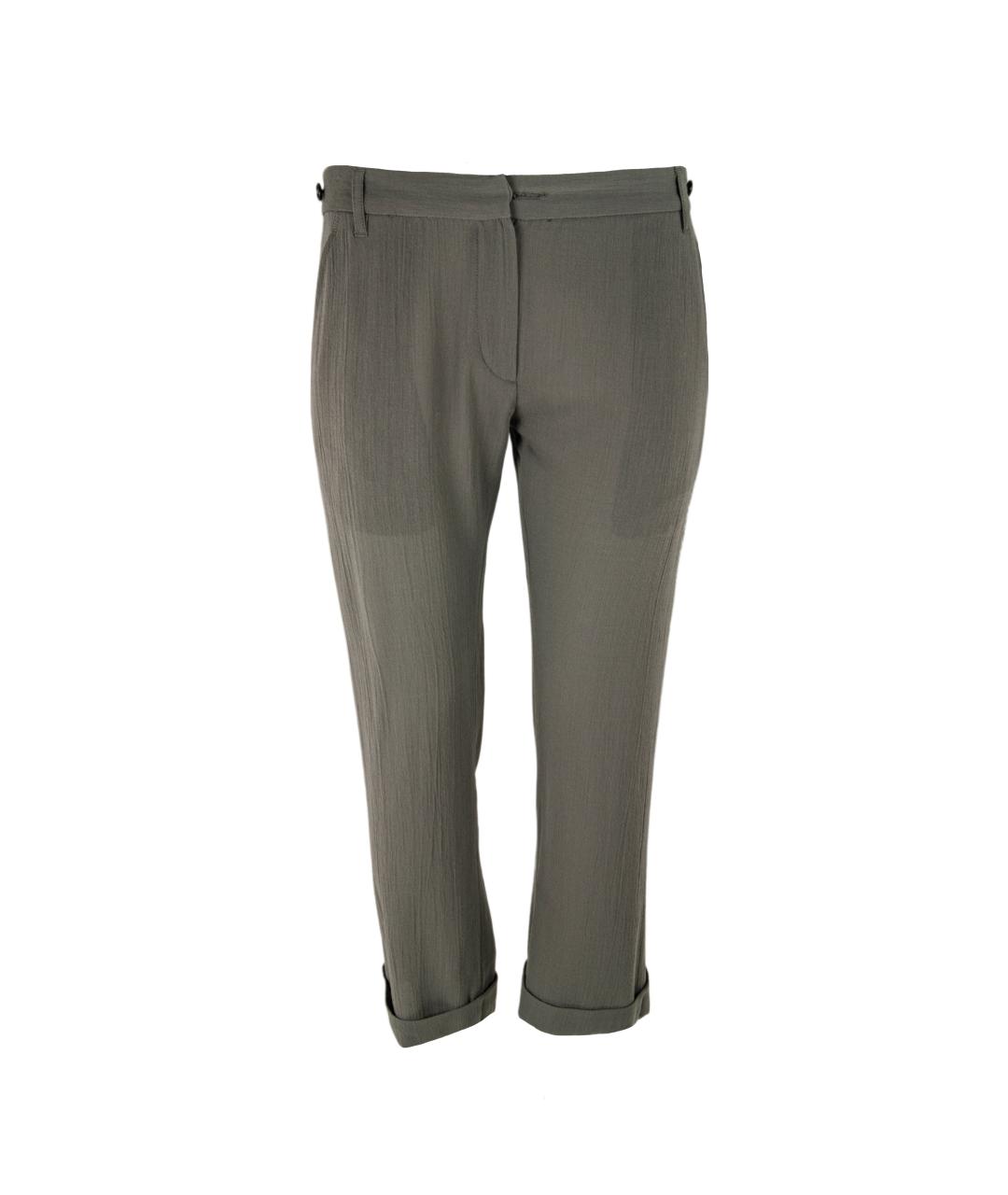 ANN DEMEULEMEESTER Серые шерстяные прямые брюки, фото 1