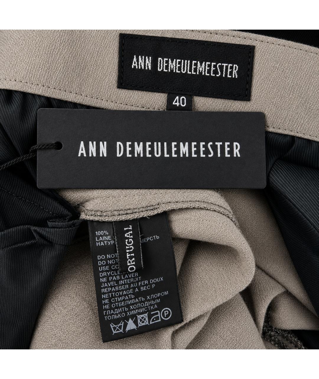 ANN DEMEULEMEESTER Серые шерстяные прямые брюки, фото 4