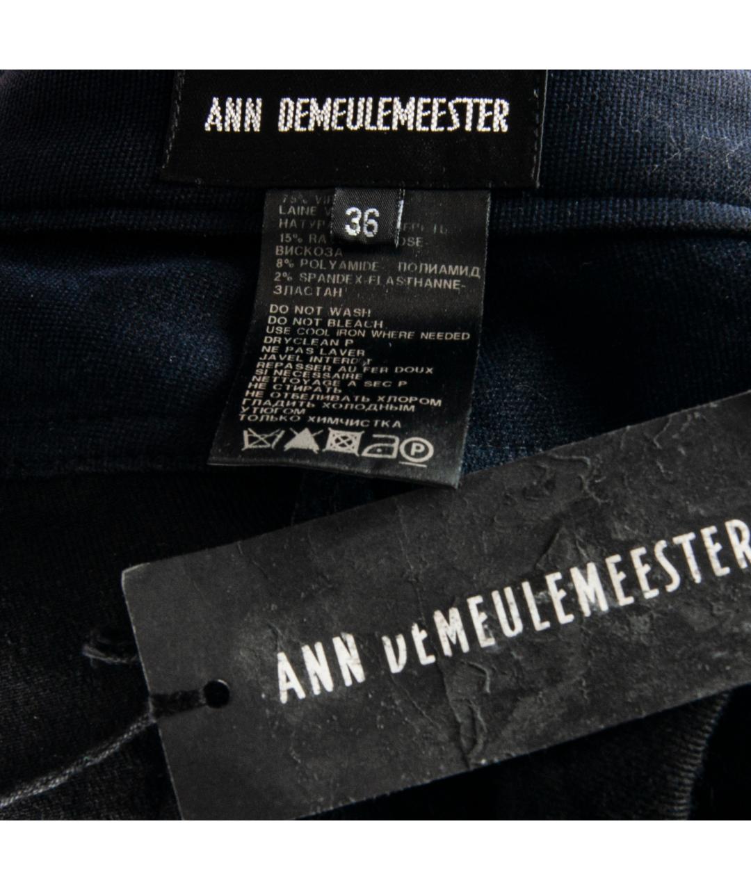 ANN DEMEULEMEESTER Антрацитовые шерстяные прямые брюки, фото 4