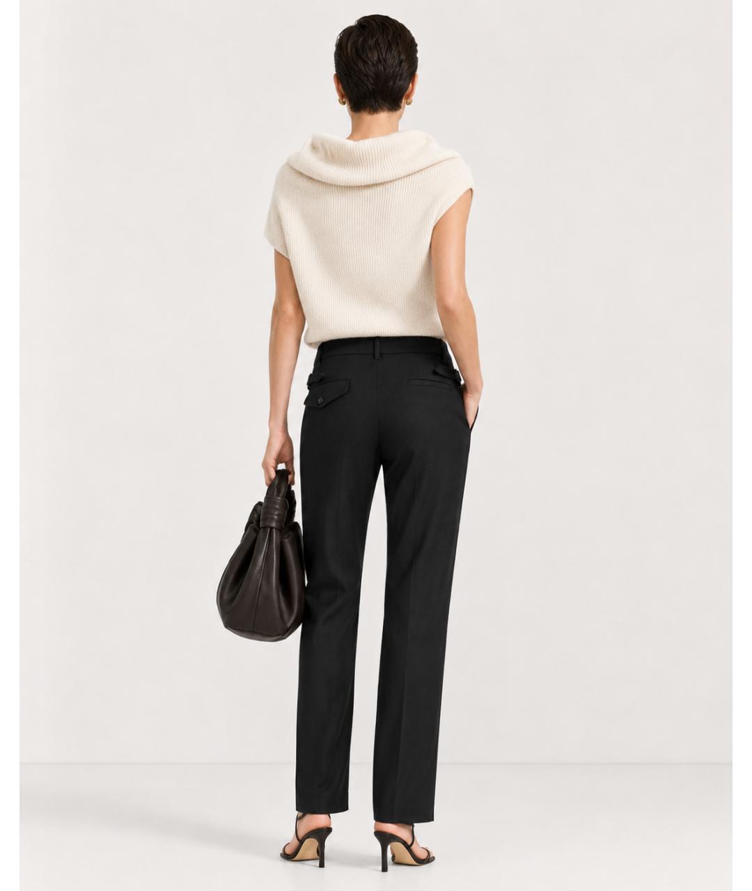ANN DEMEULEMEESTER Черные шерстяные брюки широкие, фото 7