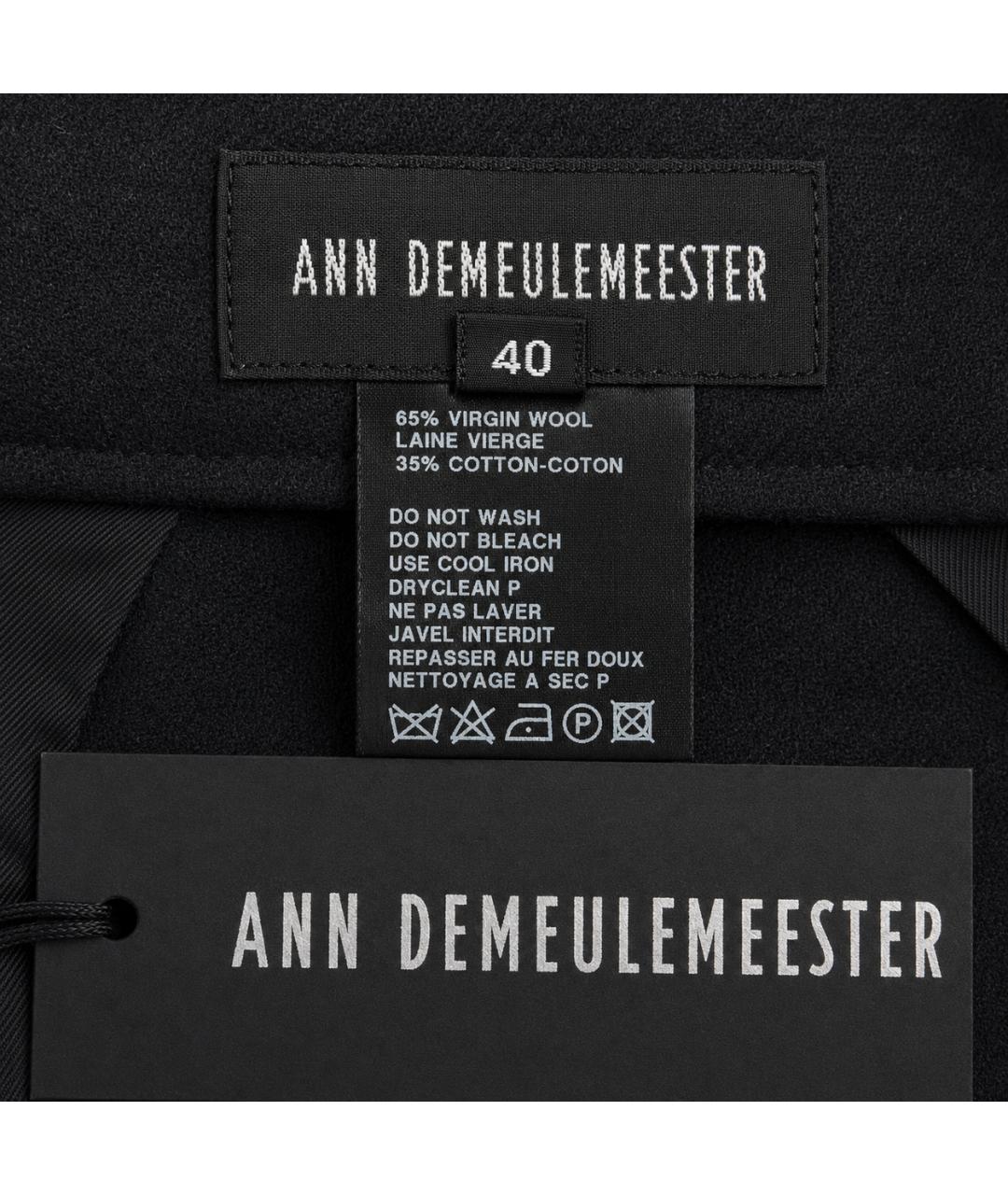 ANN DEMEULEMEESTER Черные шерстяные брюки широкие, фото 5