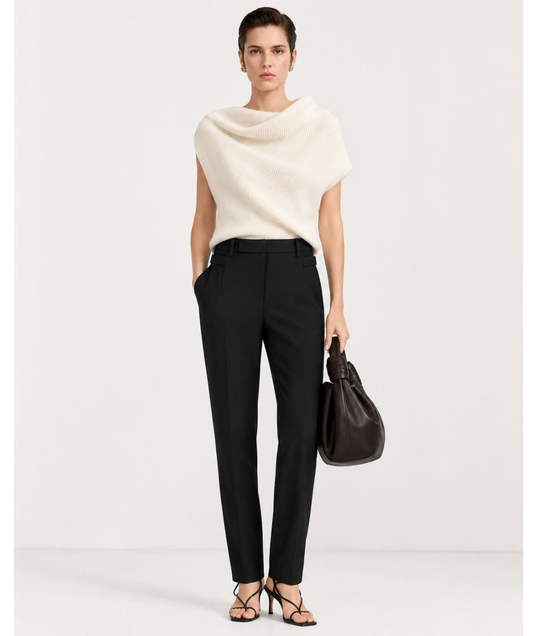 ANN DEMEULEMEESTER Черные шерстяные брюки широкие, фото 6