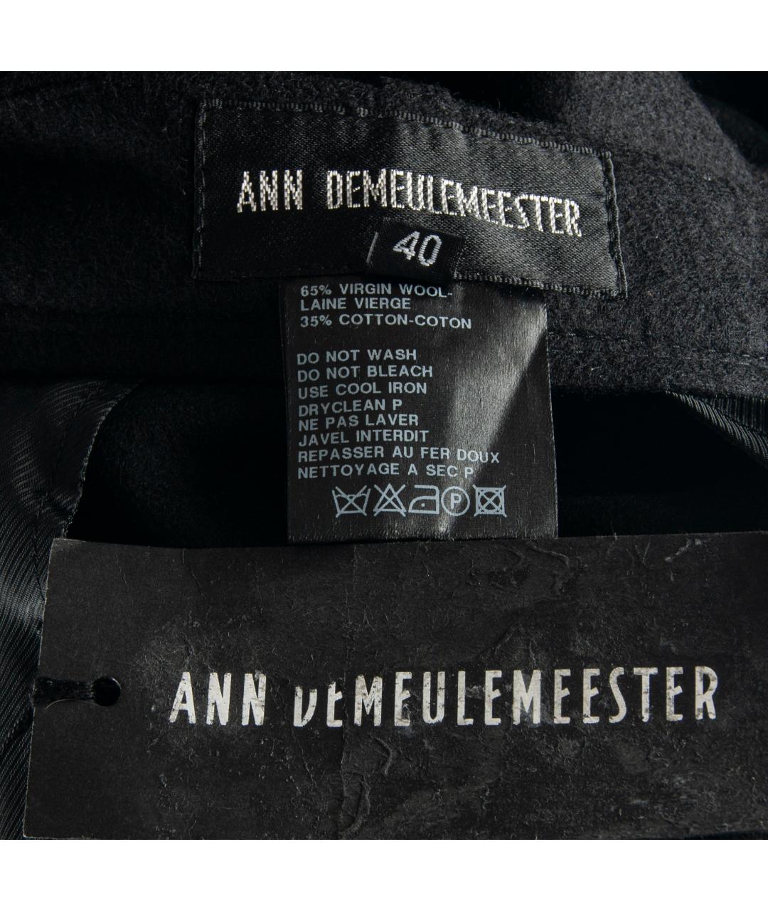 ANN DEMEULEMEESTER Черные шерстяные брюки широкие, фото 5